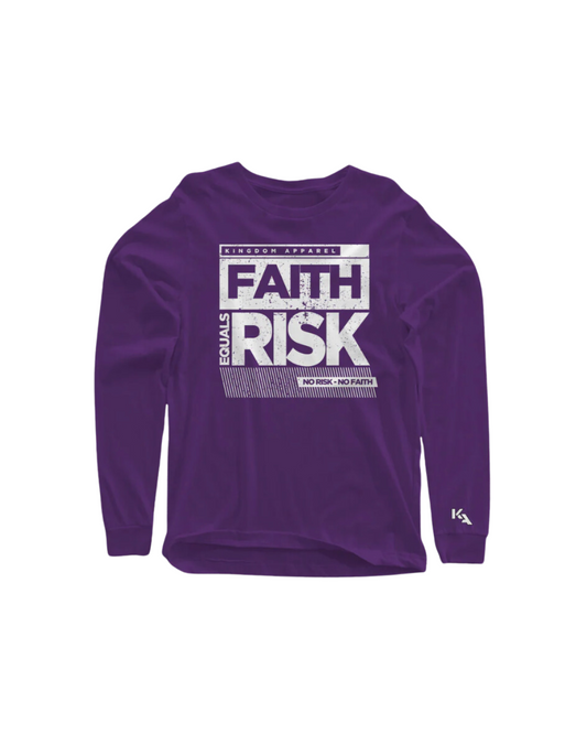 Kids Faith Equals Risk Long Sleeve Purple